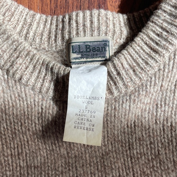 LL Bean Lambs Wool Tan Sweater - Picture 2 of 3
